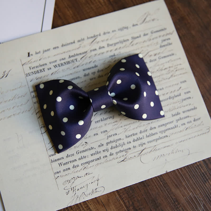 Men's Elegant White Polka Dots Bow Tie