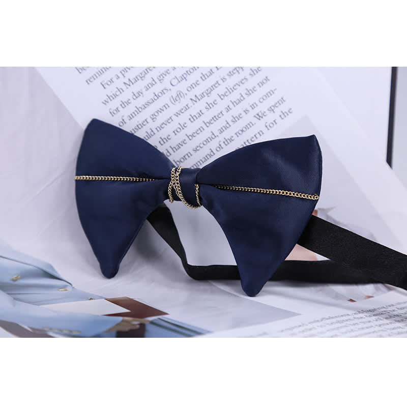 Men's Luxury Navy Blue Chain Bow Tie