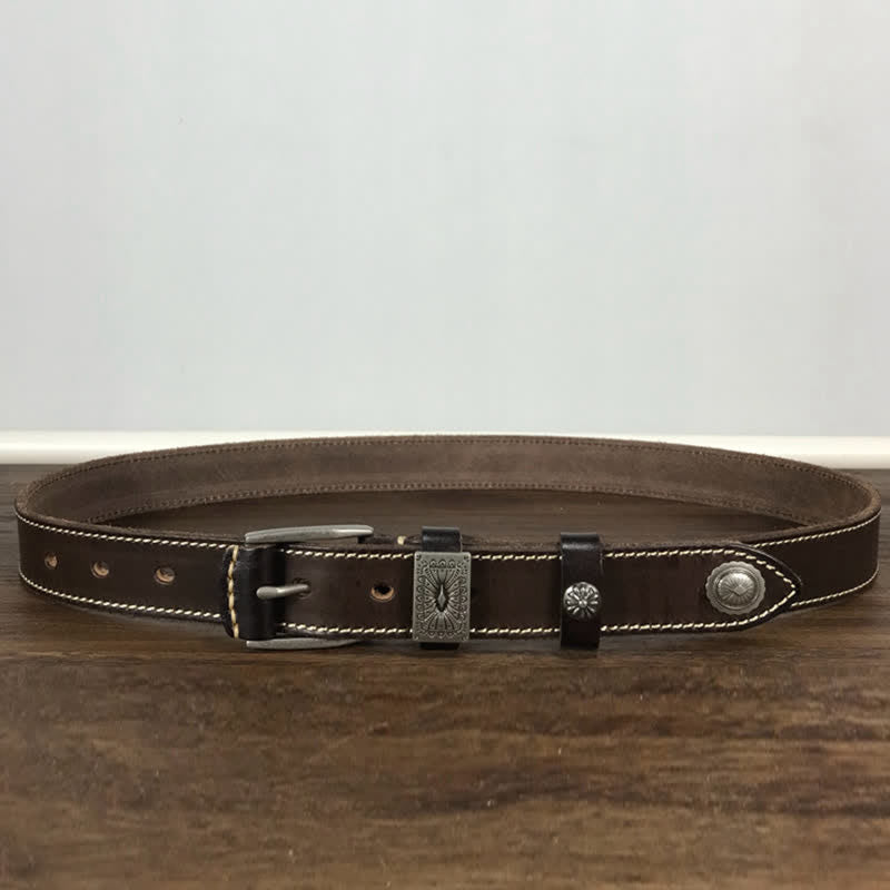 Decorative Square Buckle Rivet Jeans Leather Belt