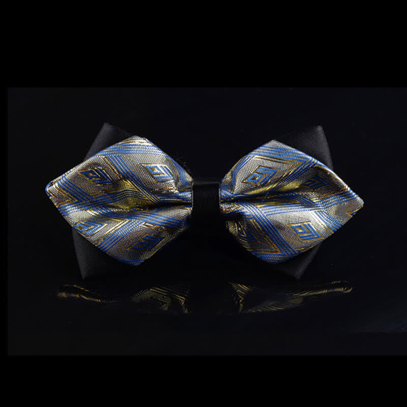 Men's Blue & Gold Avant-garde Pointy Bow Tie