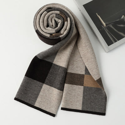 Men's Leisure Business Plaid Pure Wool Scarf