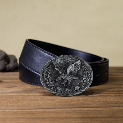 Men's DIY Horse Eagle Embossed Buckle Leather Belt