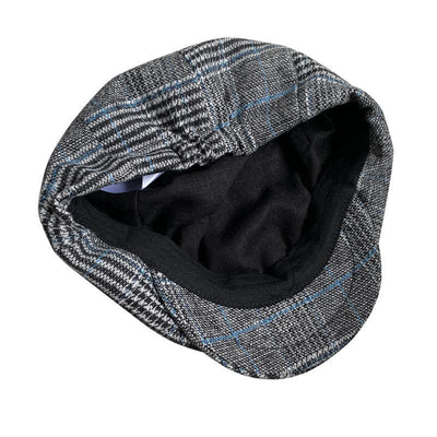 Newsboy Gray & Blue Plaid Octagon Beret Cap