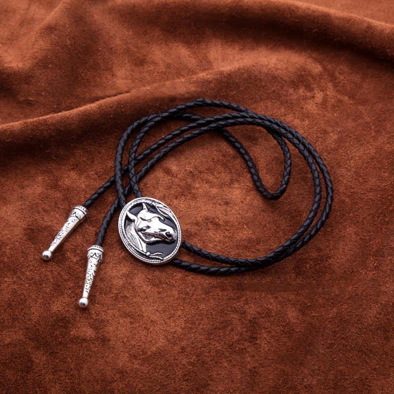 Western Ethnic Embossed Horse Head Bolo Tie