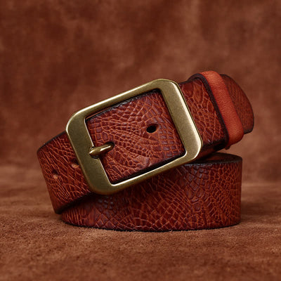 Men's Crocodile Print Full Grain Leather Belt