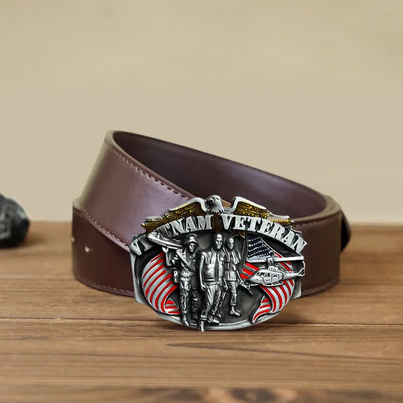 Men's DIY Vietnam Veteran Buckle Leather Belt