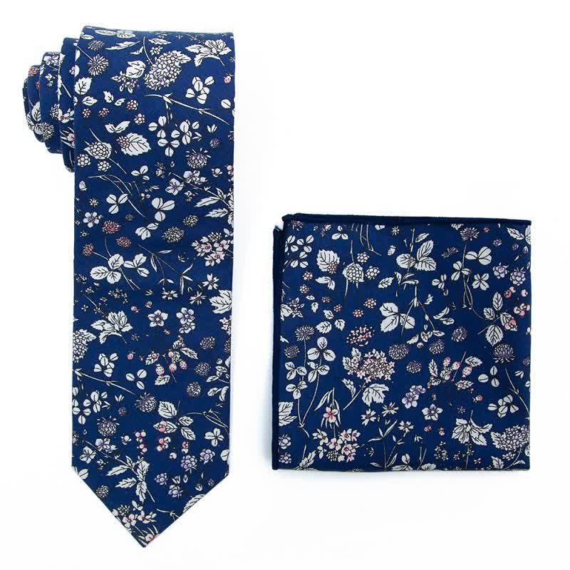 2Pcs Men's Literary Art Floral Necktie Set