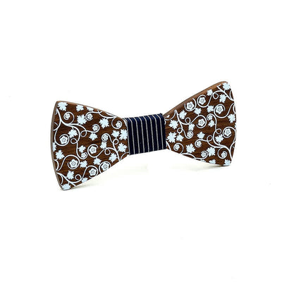 Kid Glorious Floral Printing Wooden Bow Tie