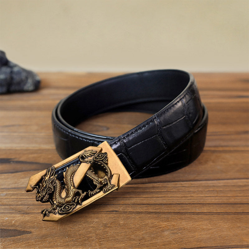 Men's DIY Letter Z Dragon Automatic Buckle Leather Belt