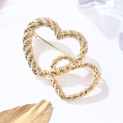 Women's Double Love Heart To Heart Brooch