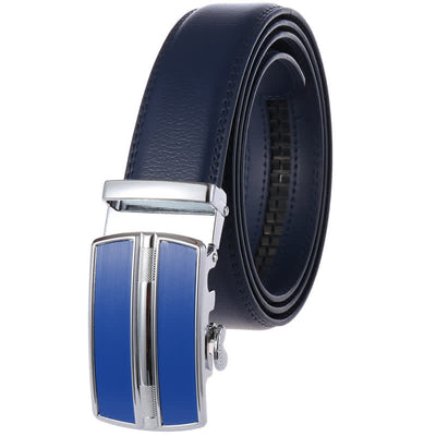 Men's Simple Hollow Automatic Buckle Leather Belt