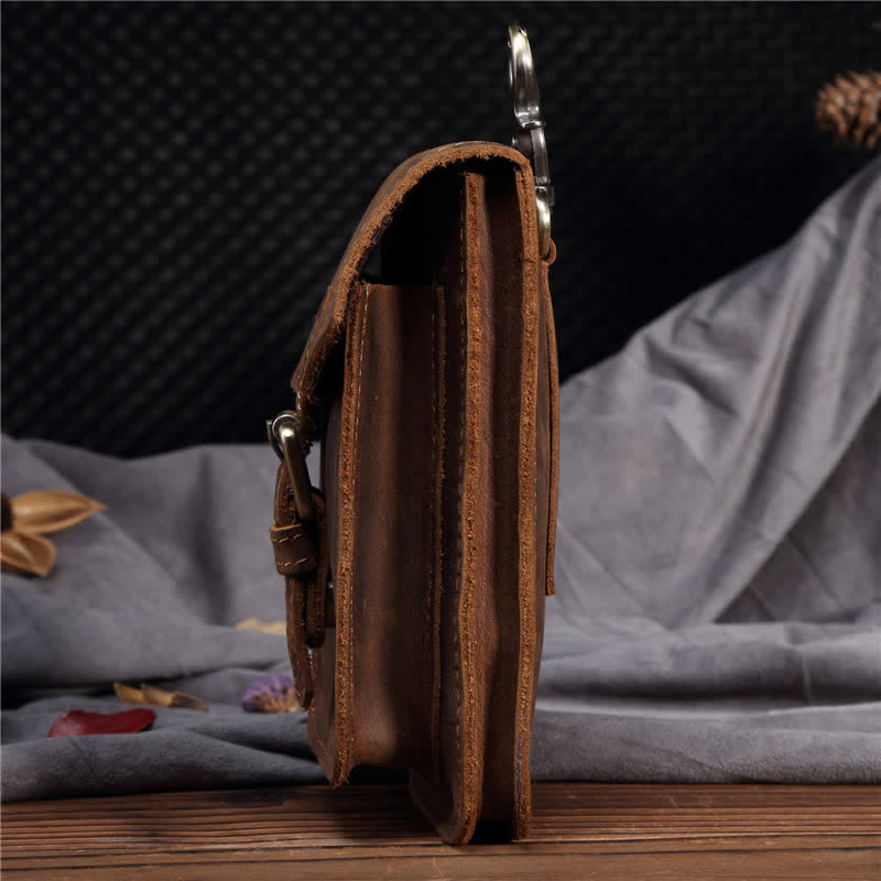 Travel Waist Hanging Pack Hook Leather Belt Bag