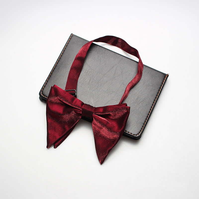 Men's Bright Satin Silk Oversized Pointed Bow Tie