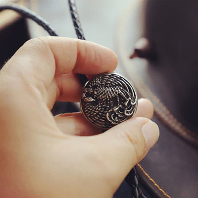 Carving Eagle Pattern Round Pendant Bolo Tie