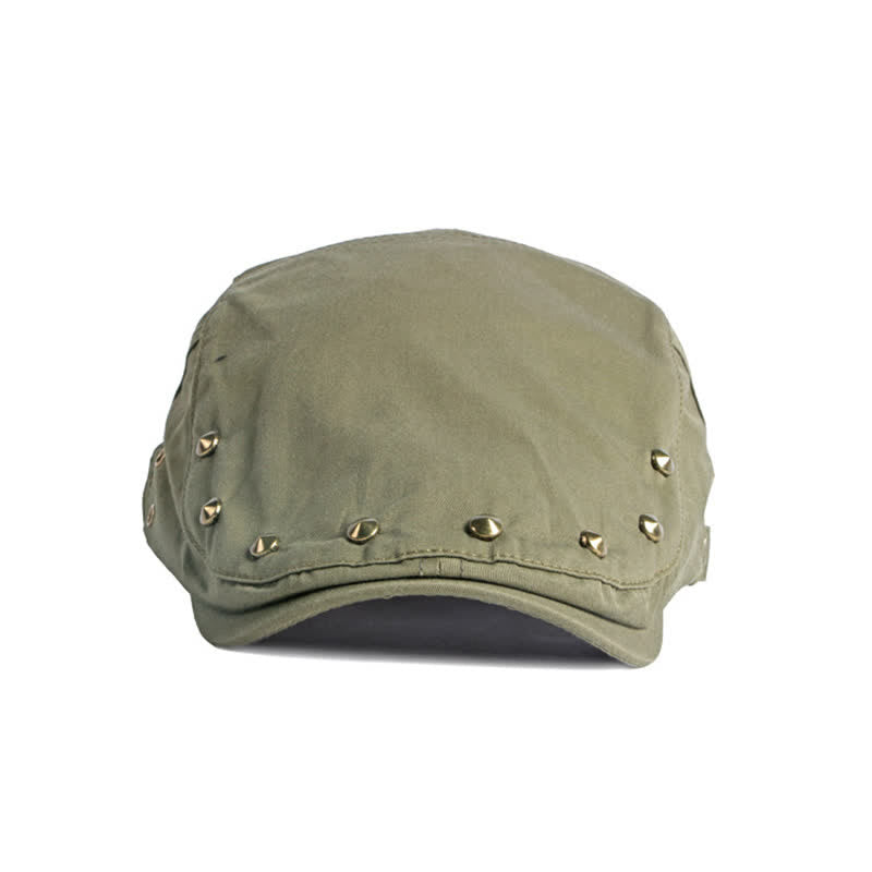 Hip Pop Rivet Cotton Flat Cap Beret