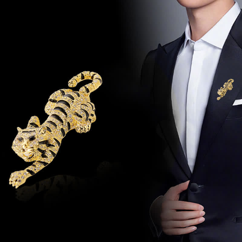 Men's Sultry Climbing Tiger Brooch