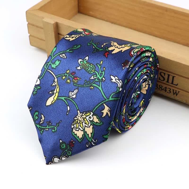 Men's Vintage Print Abstract Floral Necktie