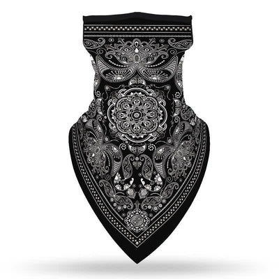 Black & White Paisley Pattern Ear Loops Face Masks Bandana