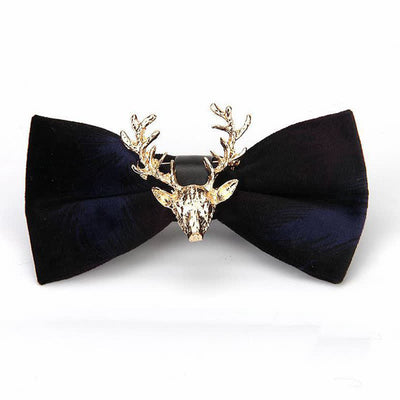 Men's Reindeer Head Velvet Bow Tie