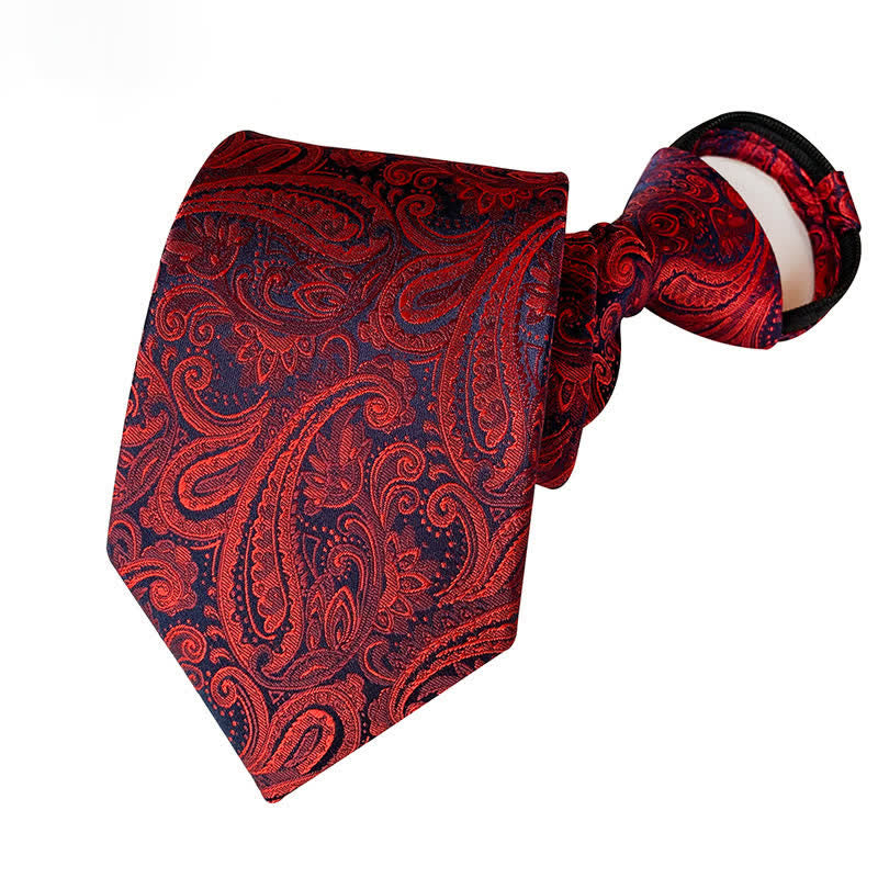 Men's Retro Paisley Zipper Tie Floral Necktie