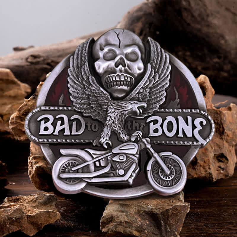 Men's DIY Eagle Skull Biker Bad To The Bone Buckle Leather Belt