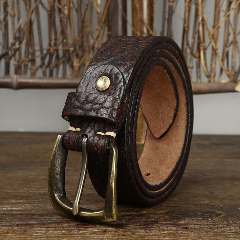 Men's Retro Yak Skin Pattern Leather Belt