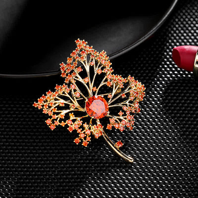 Women's Graceful Autumn Maple Brooch