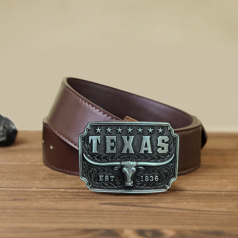 Men's DIY Cowboy Texas Buckle Leather Belt