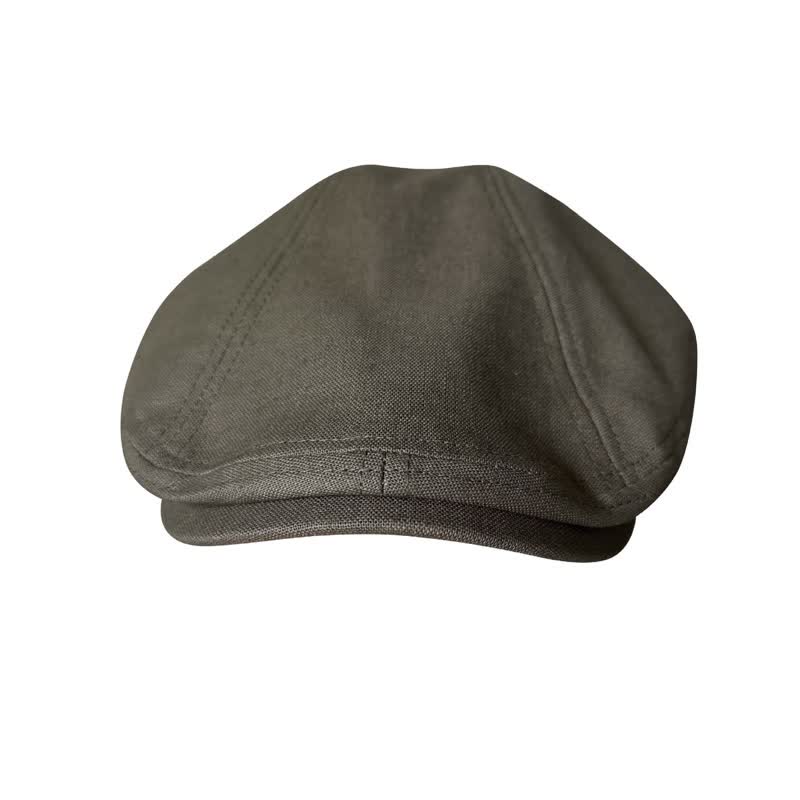 Linen Army Green Breathable Beret Flat Cap