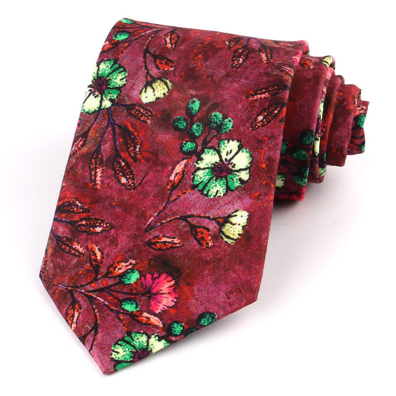 Men's Bright Art Floral Painting Necktie