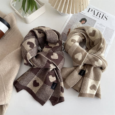 Women's Chunky Love Plaid Double-Sided Scarf