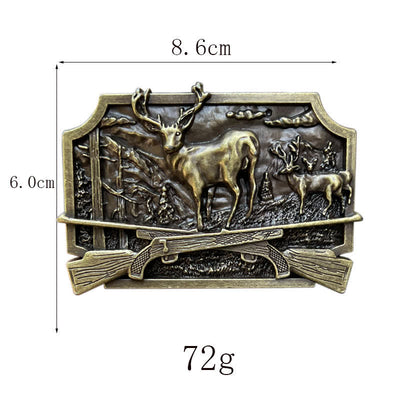 Men's DIY Deer Shotgun Hunter Buckle Leather Belt