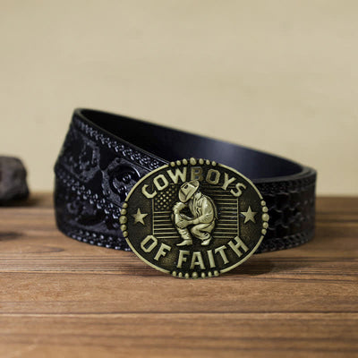 Men's DIY Cowboys Of Faith Buckle Leather Belt