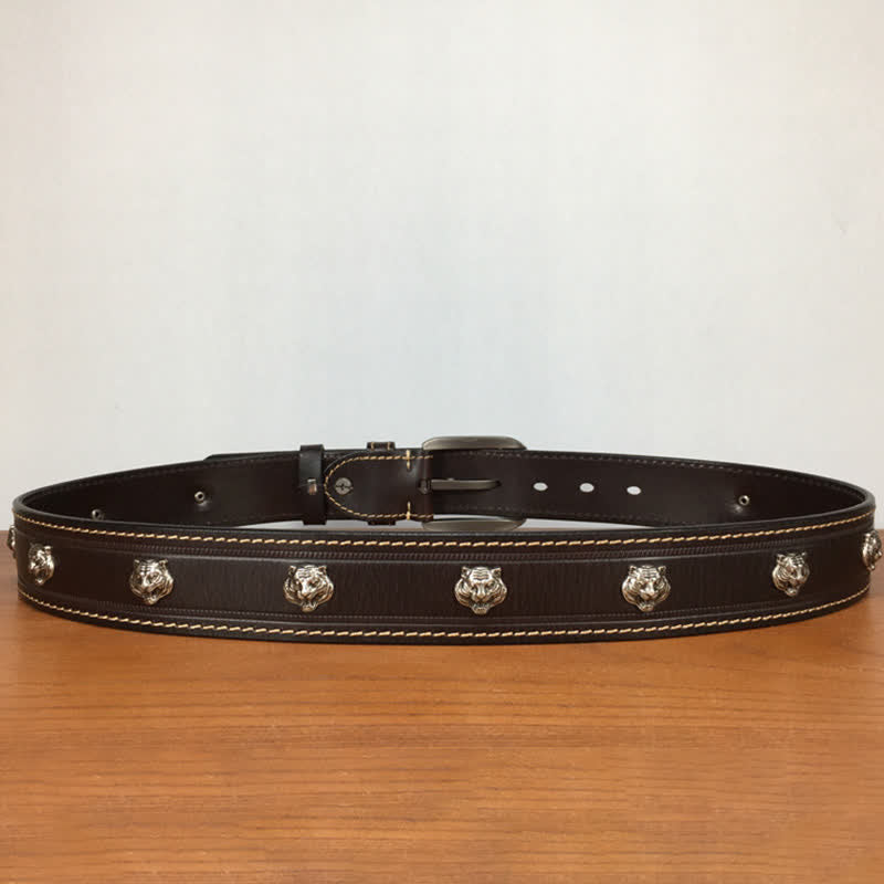 Unique Tiger Shape Rivet Studded Leather Belt