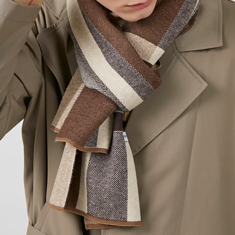 Men's Winter Classical Warm Plaid Stripe Scarf