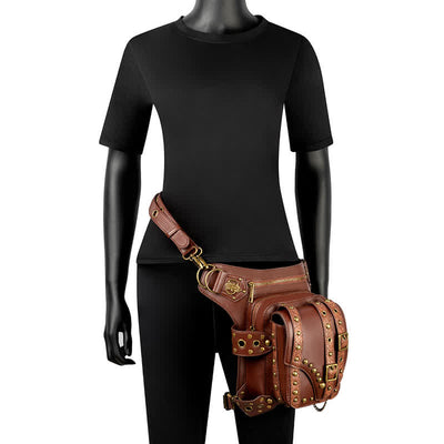 Brown Rock Motorcycle Chain Shoulder Waist Leg Bag