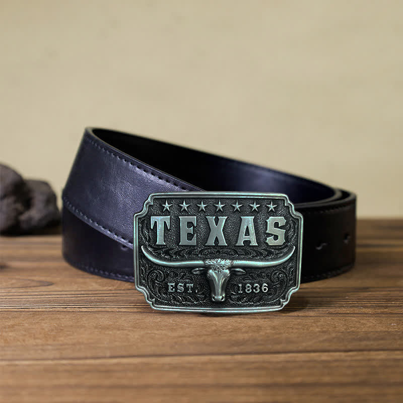 Men's DIY Cowboy Texas Buckle Leather Belt