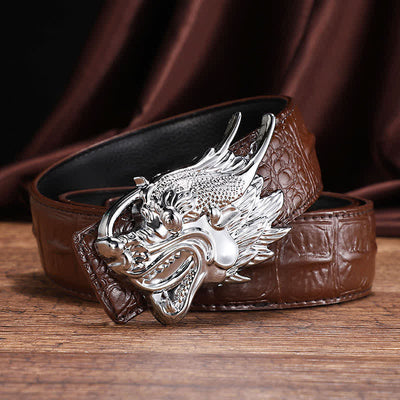 Men's Dragon Crocodile Pattern Leather Belt