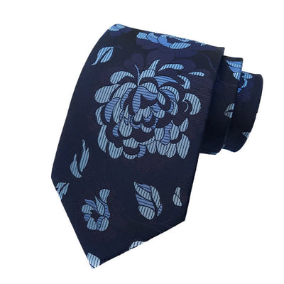 3Pcs Men's Chrysanthemum Floral Necktie Set