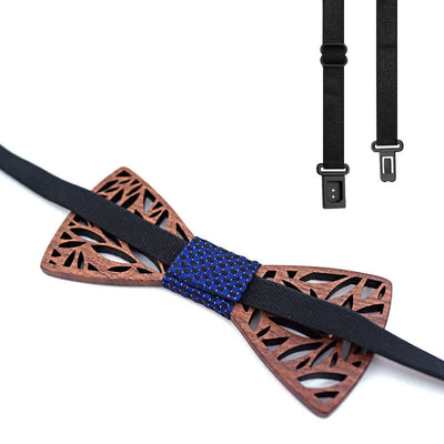 4pcs Men's Hollow Leaf Wooden Bow Tie Set