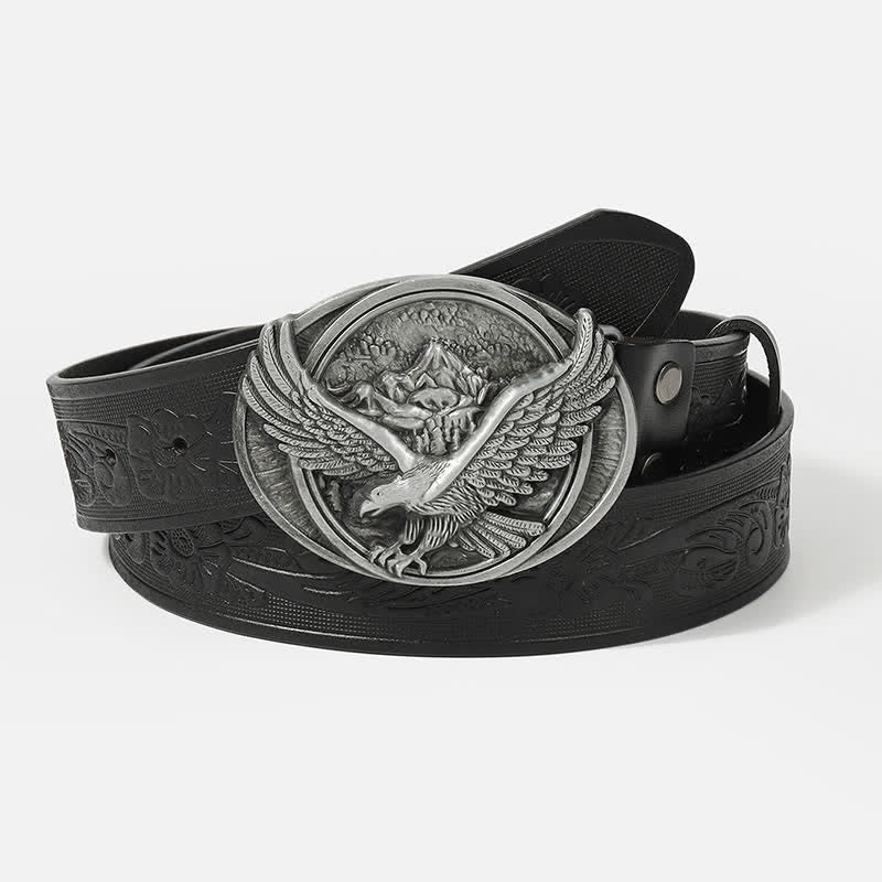 Men's Cool Eagle Wing Embossed Leather Belt