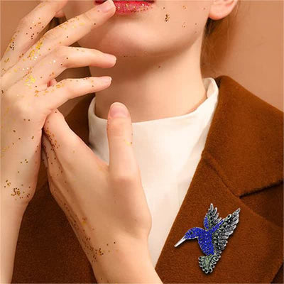 Women's Hummingbird Rhinestone Brooch