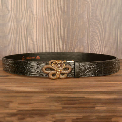 Men's Curled Cobra Alligator Pattern Leather Belt