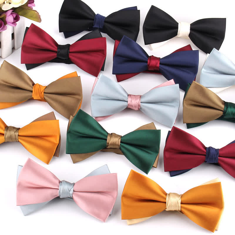 Men's Asymmetrical Two Tone Bow Tie