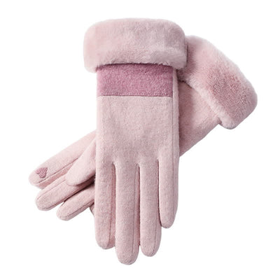 Women's Soft Plush Cozy Heart Touch Screen Gloves