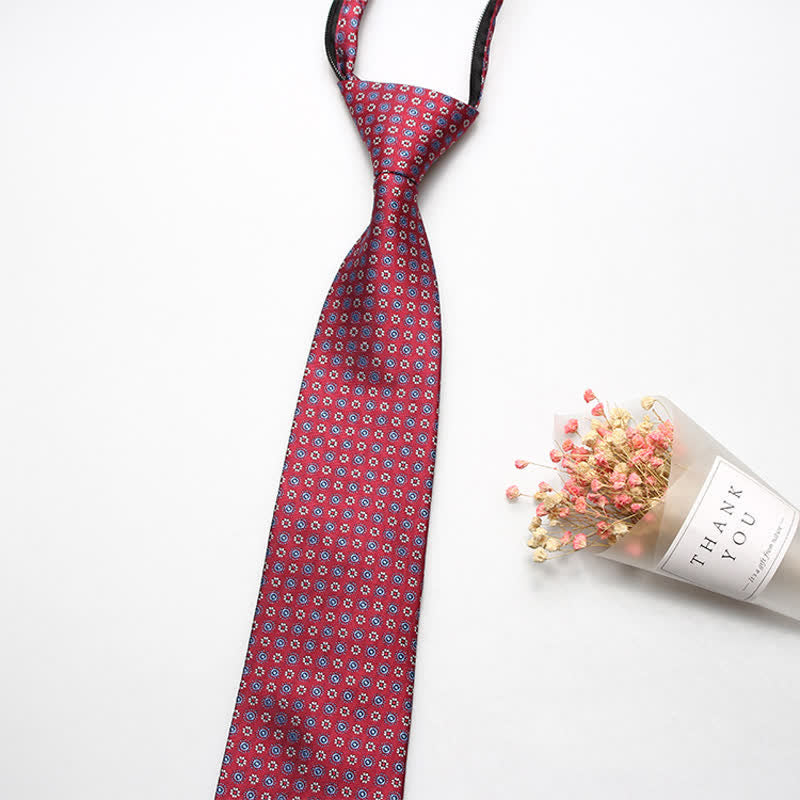 Men's Retro Paisley Flower Zipper Tie Necktie