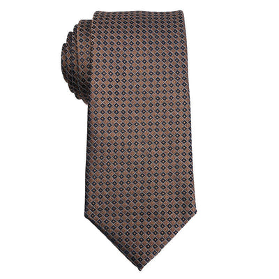 Men's Coffee Brown Series Micro Checks Necktie