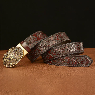 Men's Double Dragon Battling Leather Belt