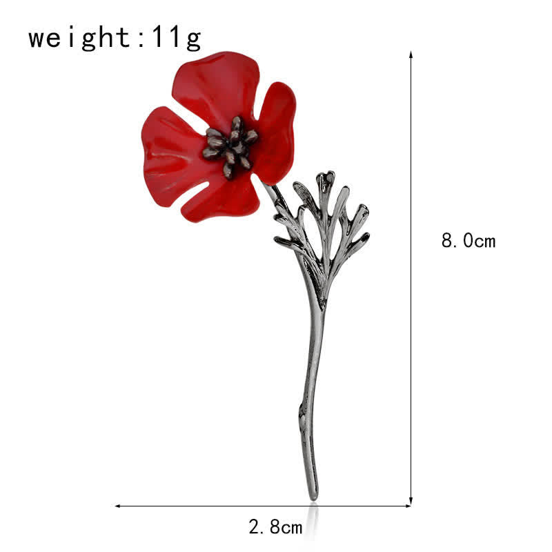 Women's Classy Red Poppy Flower Brooch