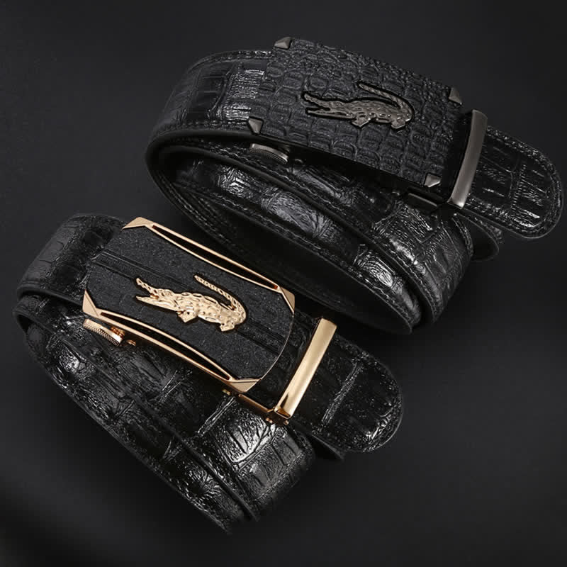 Men's Crocodile Relief Buckle Leather Belt